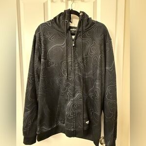 Men's Black Patterned Zip-Up Sweater